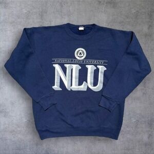 Vintage 90s navy college‎ crewneck sweater XL